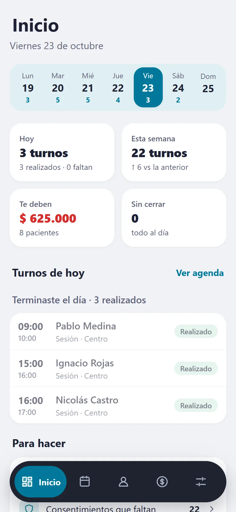 El Inicio de Sigmia en el teléfono